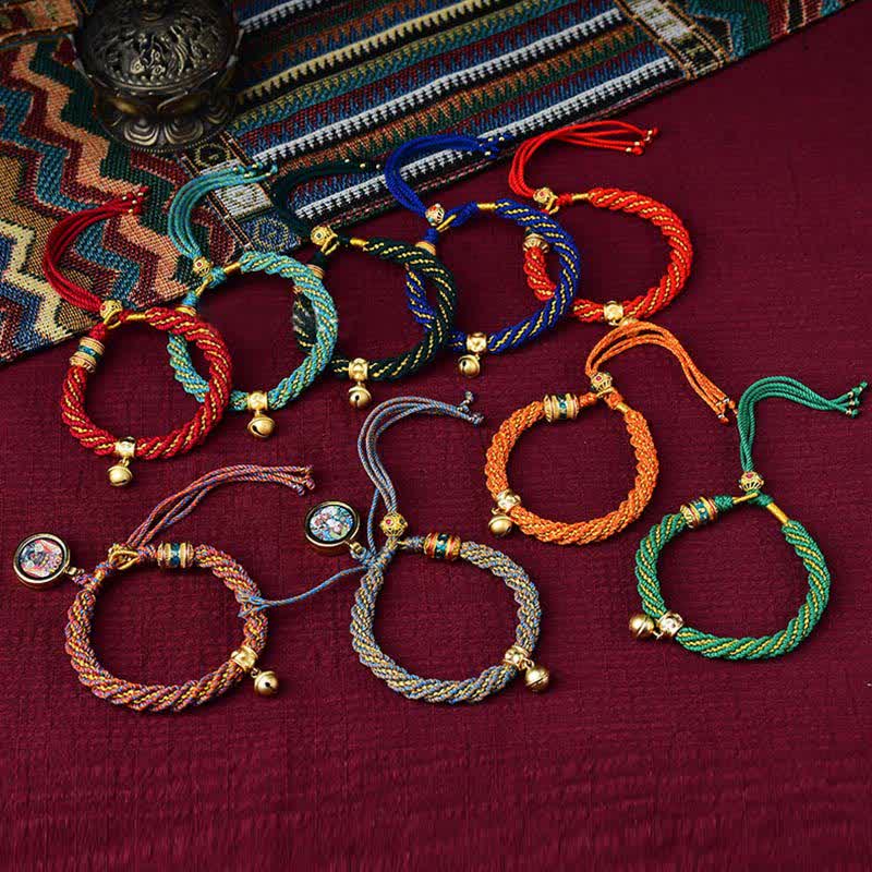 KarmaRipple's Tibetan Handmade Fortune Protection Thangka Prayer Wheel Bell Talisman Braid String Bracelet p10