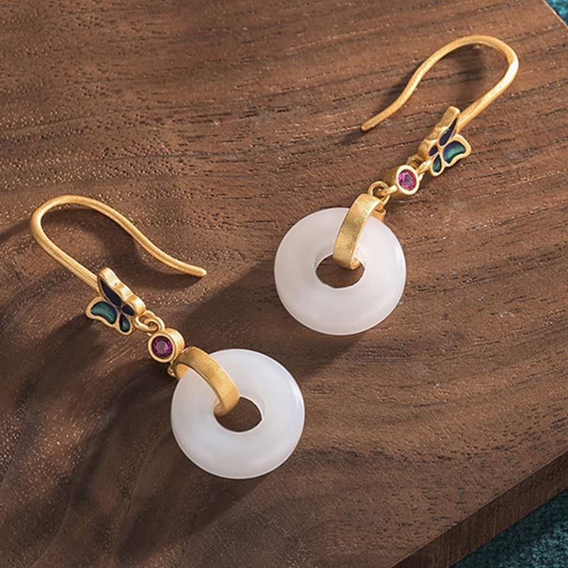 KarmaRipple's FengShui Ivory Jade Butterfly Fortune Earrings p4
