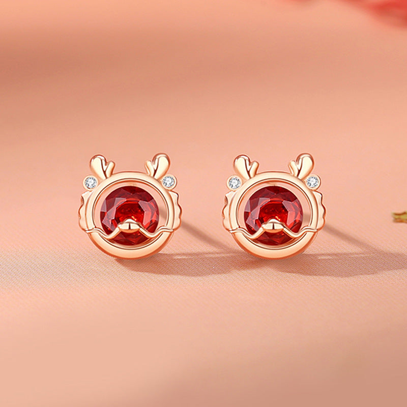 KarmaRipple's 925 Sterling Silver Year Of The Dragon Fortune Red Zircon Pendant Necklace Bracelet Earrings Ring ( p19
