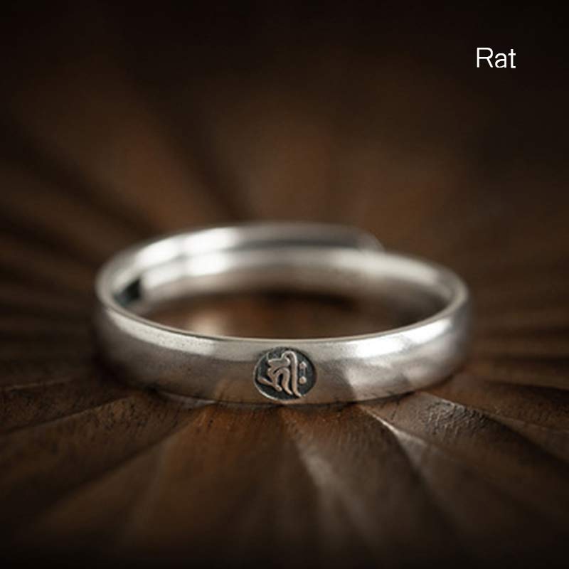 KarmaRipple's 925 Sterling Silver Chinese Zodiac Natal Buddha Blessing Pair Ring p1