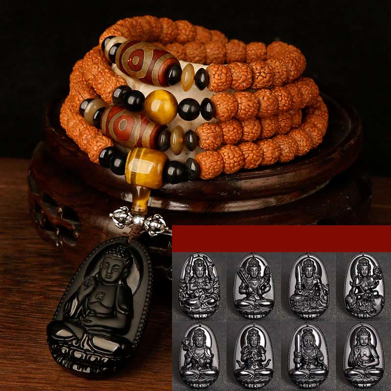 KarmaRipple's Tibet 108 Mala Beadwork Rudraksha Bodhi Seed Chinese Zodiac Natal Buddha Wealth Talisman Bracelet p55