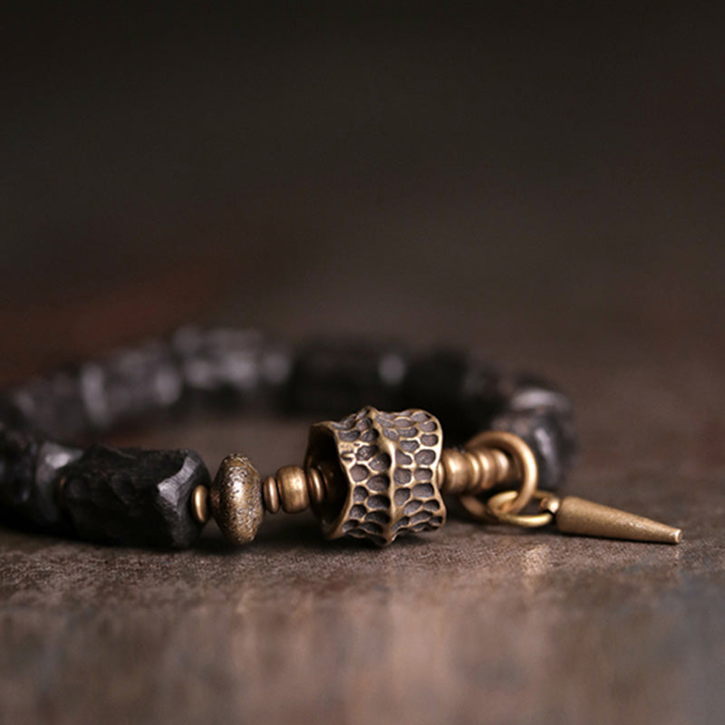 KarmaRipple's Ebony Wood Bronze Balance Protection Pair Bracelet p6
