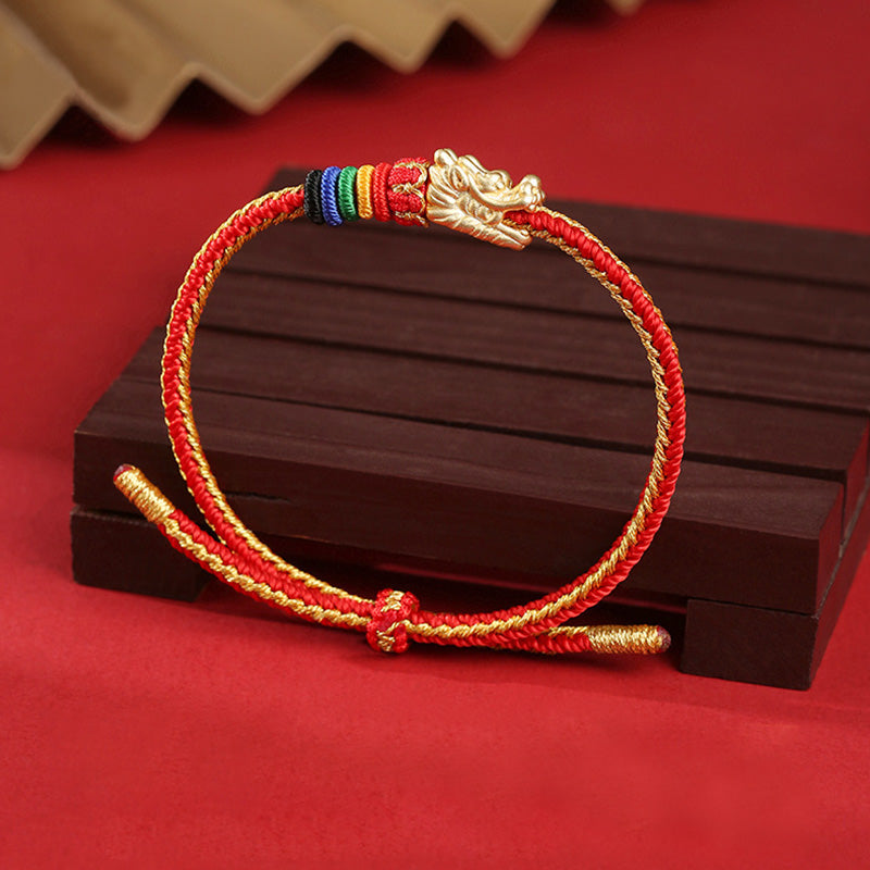KarmaRipple's 999 Sterling Silver Fortune Year Of The Dragon Colorful Rope Bracelet p1
