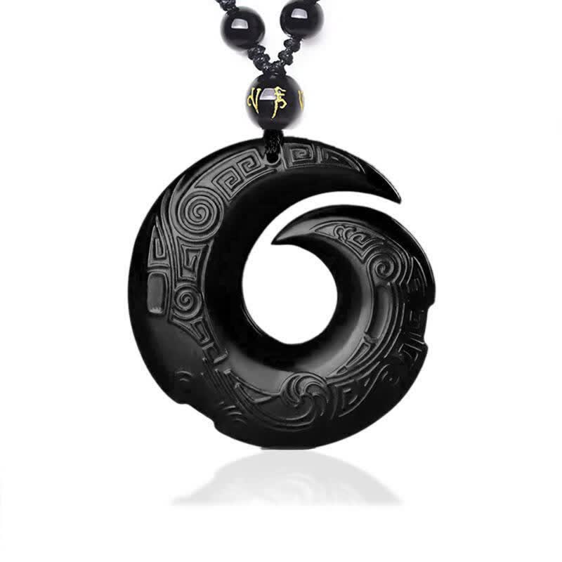 KarmaRipple's Authentic Black Obsidian Ice Obsidian Strength Pendant Necklace p1