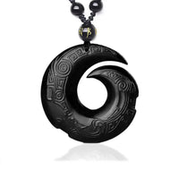 KarmaRipple's Authentic Black Obsidian Ice Obsidian Strength Pendant Necklace