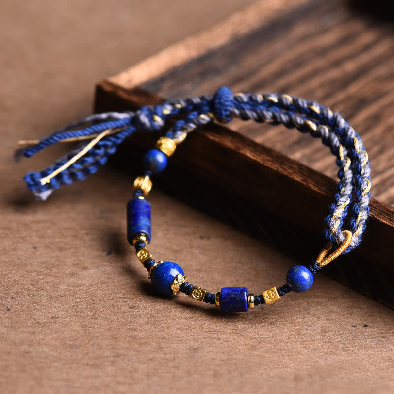 KarmaRipple's Handmade Authentic Lazurite Bead Positive Rope Bracelet p1