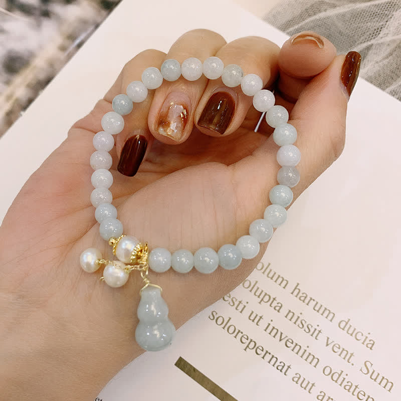 KarmaRipple's Authentic Jade Pearl Gourd Prosperity Fortune Bracelet p11