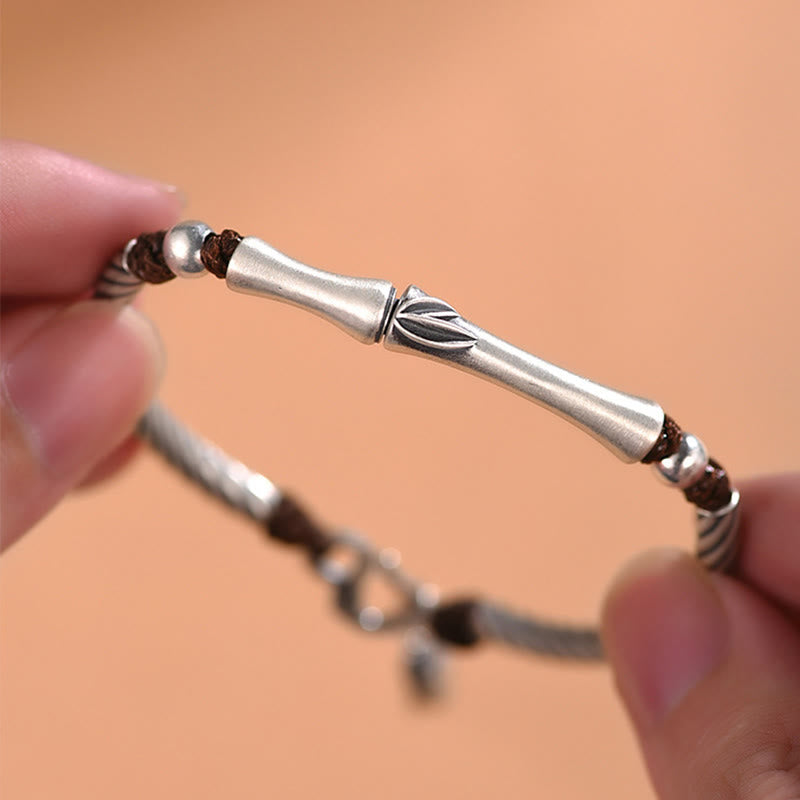 KarmaRipple's 999 Sterling Silver Bamboo Pattern Cicada Fortune Wealth Bracelet p4