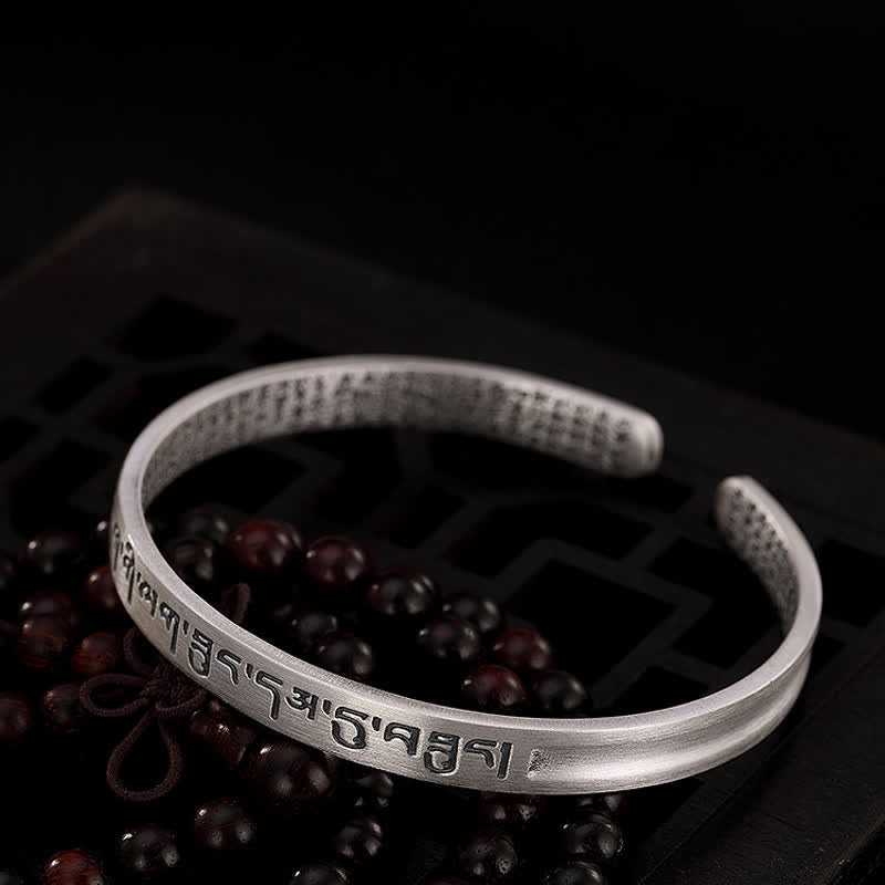 KarmaRipple's 999 Sterling Silver Six True Words Heart Sutra Protection Bracelet Bangle p7