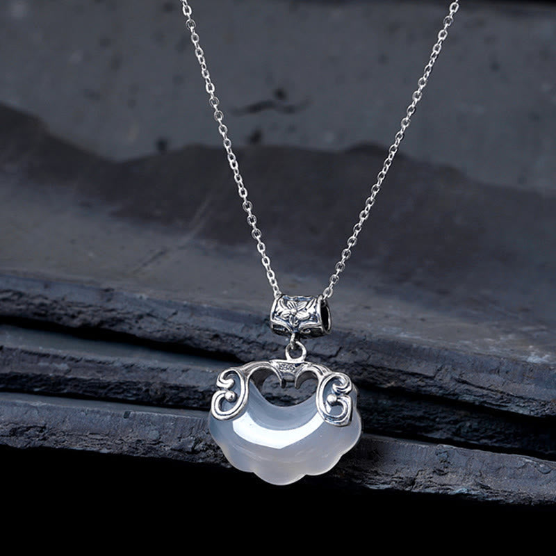 KarmaRipple's 925 Sterling Silver Authentic Chalcedony Lock of Good Wishes Koi Fish Fortune Pendant Necklace p4