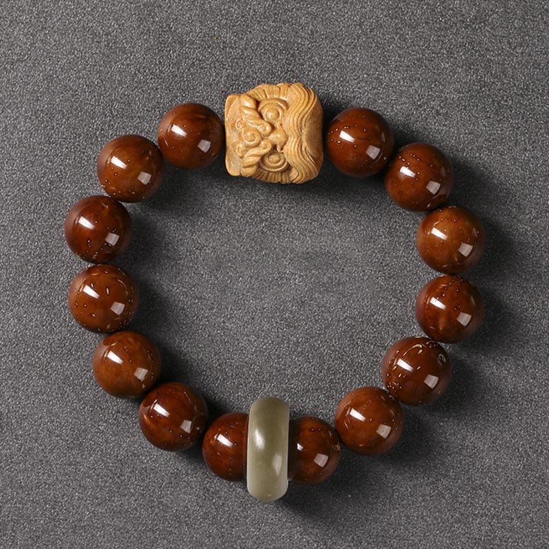 KarmaRipple's Purple Bodhi Seed Dancing Lion Wisdom Bracelet p20