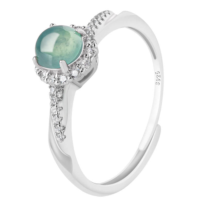 KarmaRipple's 925 Sterling Silver Round Jade Fortune Prosperity Adjustable Ring p8