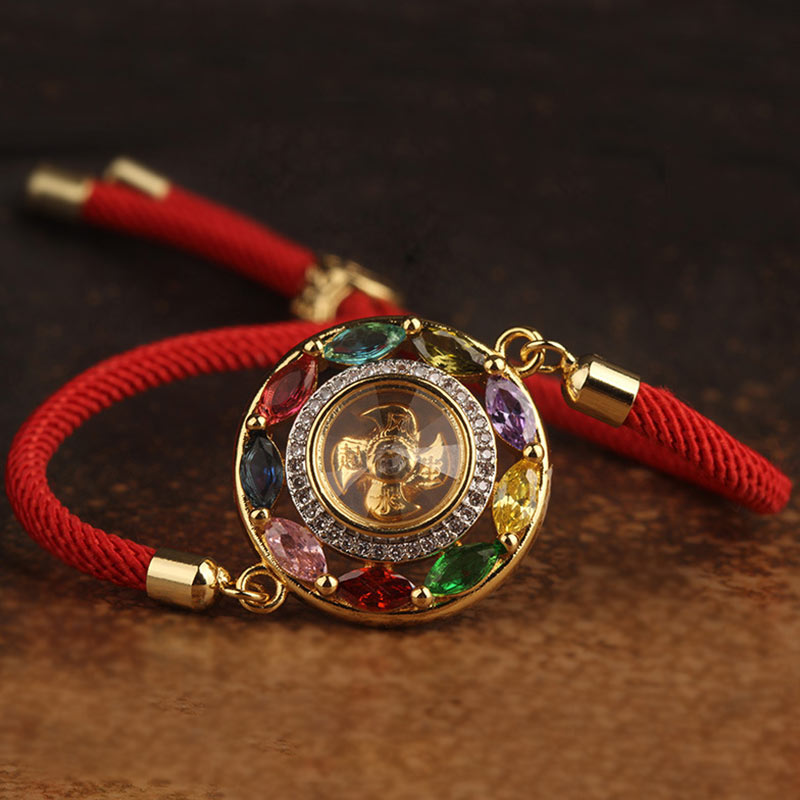KarmaRipple's Colorful Zircon Bronze Wealth Fortune Rotation Bracelet Pendant Necklace p13