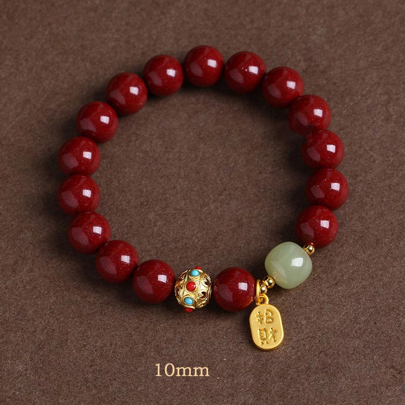 KarmaRipple's Cinnabar Green Aventurine Fortune Protection Talisman Bracelet p22