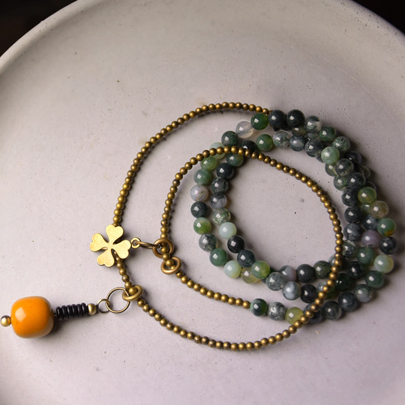 KarmaRipple's Moss Agate Bronze Fortunate Multilayer Bracelet p2