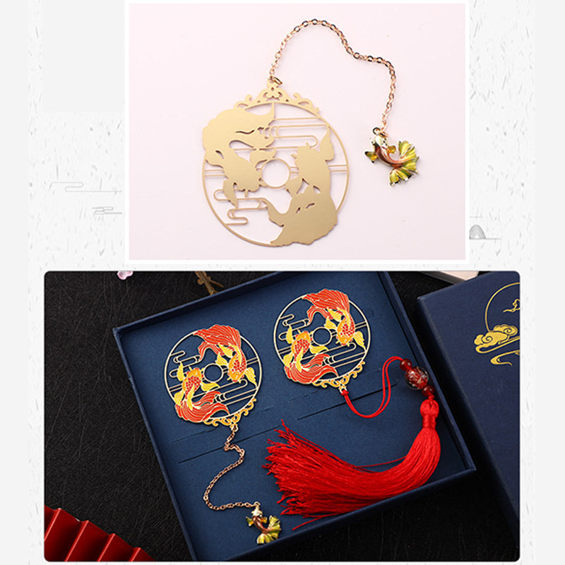 KarmaRipple's Gold Koi Fish Metal Brass Hollow Bookmark p7