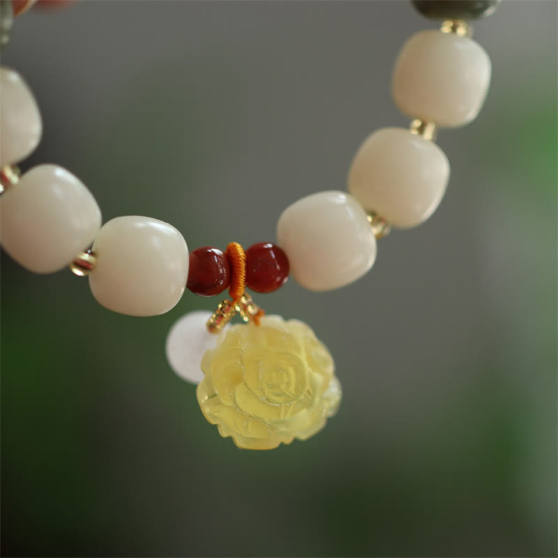 KarmaRipple's Gradient Bodhi Seed Amber Lotus Peace Bracelet p7