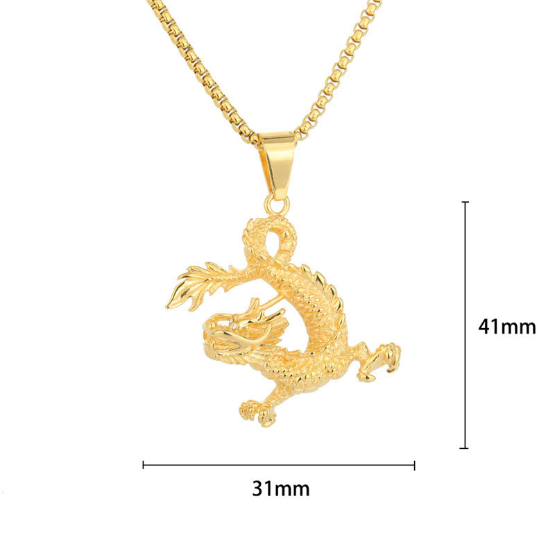 KarmaRipple's Dancing Dragon Pattern Fortune Pendant Necklace p6