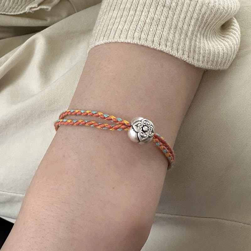 KarmaRipple's 999 Sterling Silver Persimmon Fortune Multicolored Woven Bracelet p16