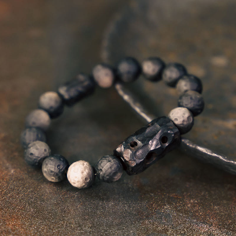 KarmaRipple's Silver Sheen Obsidian Ebony Wood Soothing Bracelet p2