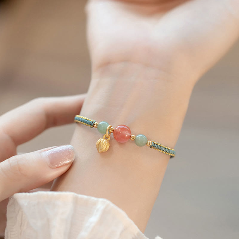KarmaRipple's Red Agate Jade Lotus Confidence Calm String Bracelet p12