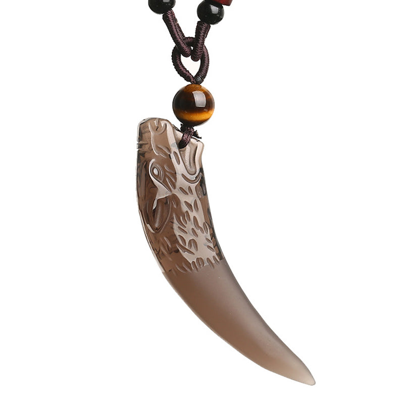KarmaRipple's Authentic Ice Obsidian Wolf Tooth Pattern Courage Pendant Necklace p10