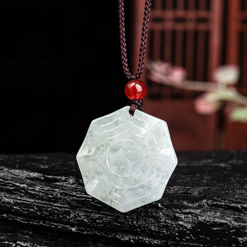 KarmaRipple's Authentic Jade Bagua Yin Yang Fortune Pendant Necklace p2