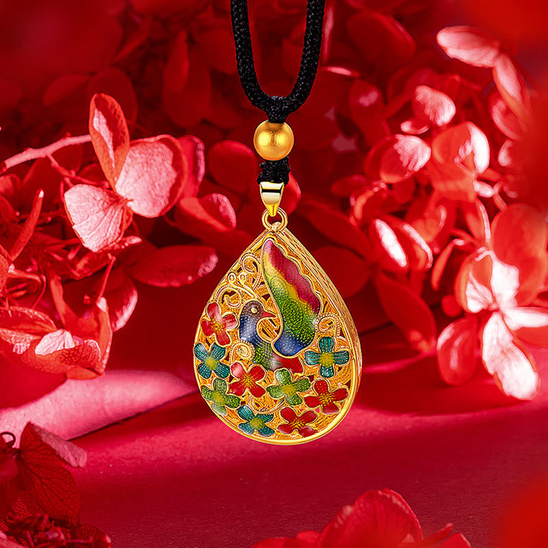 KarmaRipple's Colorful Phoenix Flower Fortune Strength Pendant Necklace p5