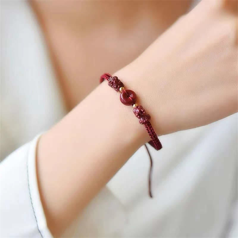 KarmaRipple's Cinnabar PiXiu Blessing Bronze Coin Peace Buckle Red String Bracelet p6