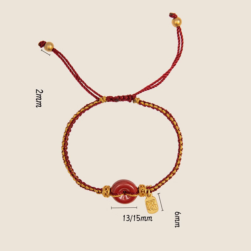 KarmaRipple's Authentic Cinnabar Peace Buckle Fu Character Talisman Blessing Woven Bracelet p14