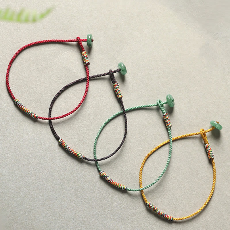 KarmaRipple's Tibetan Handmade Green Aventurine Fortune Protection Woven Rope Bracelet p5