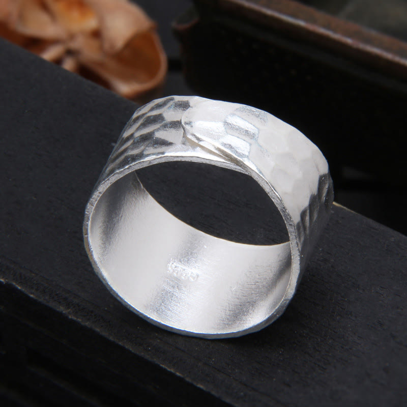 KarmaRipple's Tibetan 990 Sterling Silver Handmade Rustic Hammered Pattern Ring p5
