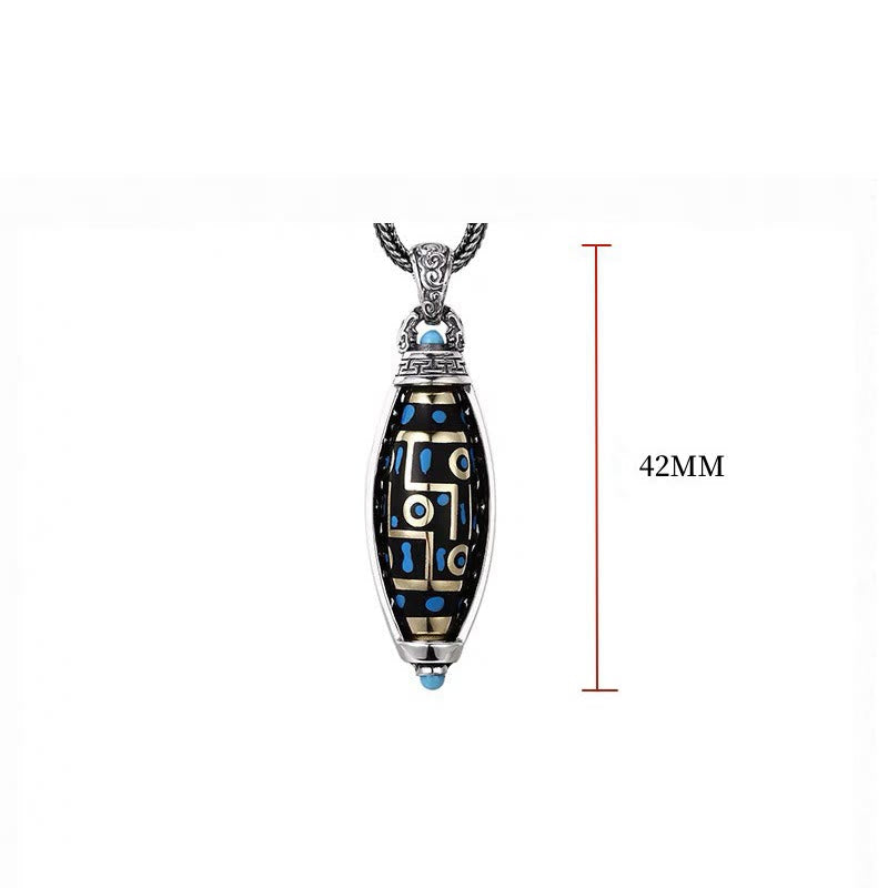 KarmaRipple's Tibetan Om Mani Padme Hum Nine-Eye Dzi Bead Pattern Peace Purity Rotatable Pendant Necklace p10