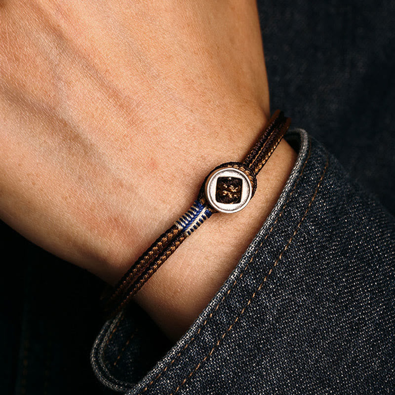 KarmaRipple's 925 Sterling Silver Handmade Button Protection Weave String Bracelet p7