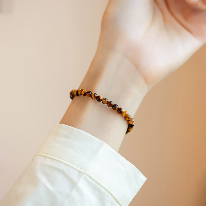 KarmaRipple's 14K Gold Plated Authentic Tiger Eye Stone Courage Protection Bracelet p2