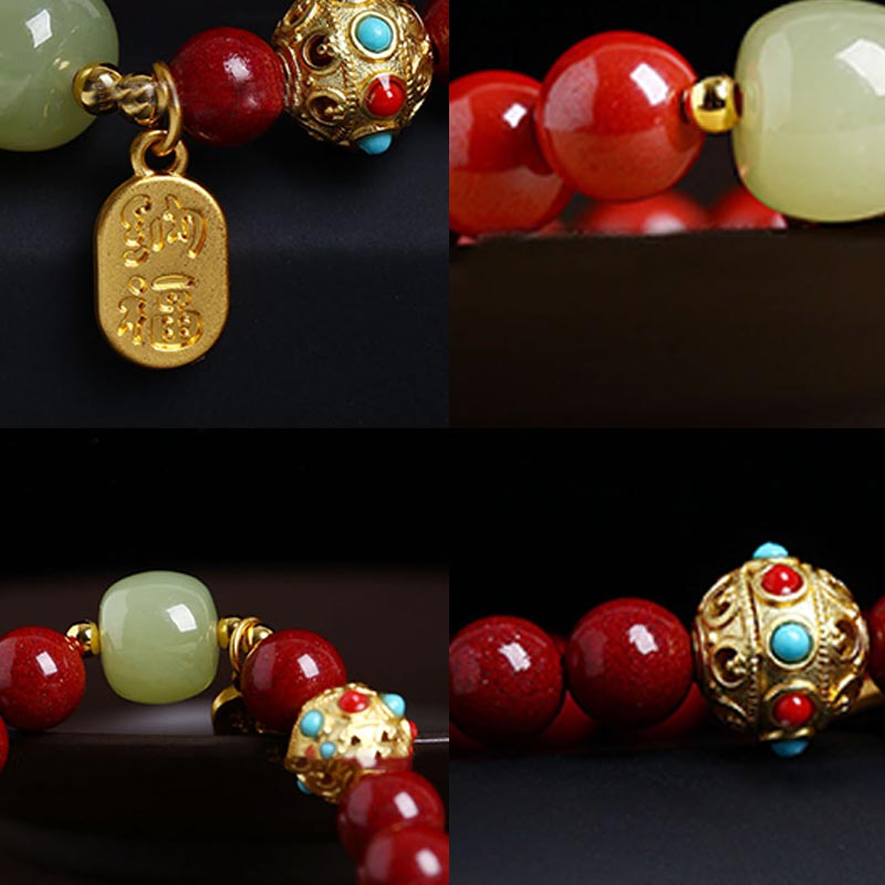 KarmaRipple's Cinnabar Green Aventurine Fortune Protection Talisman Bracelet p17