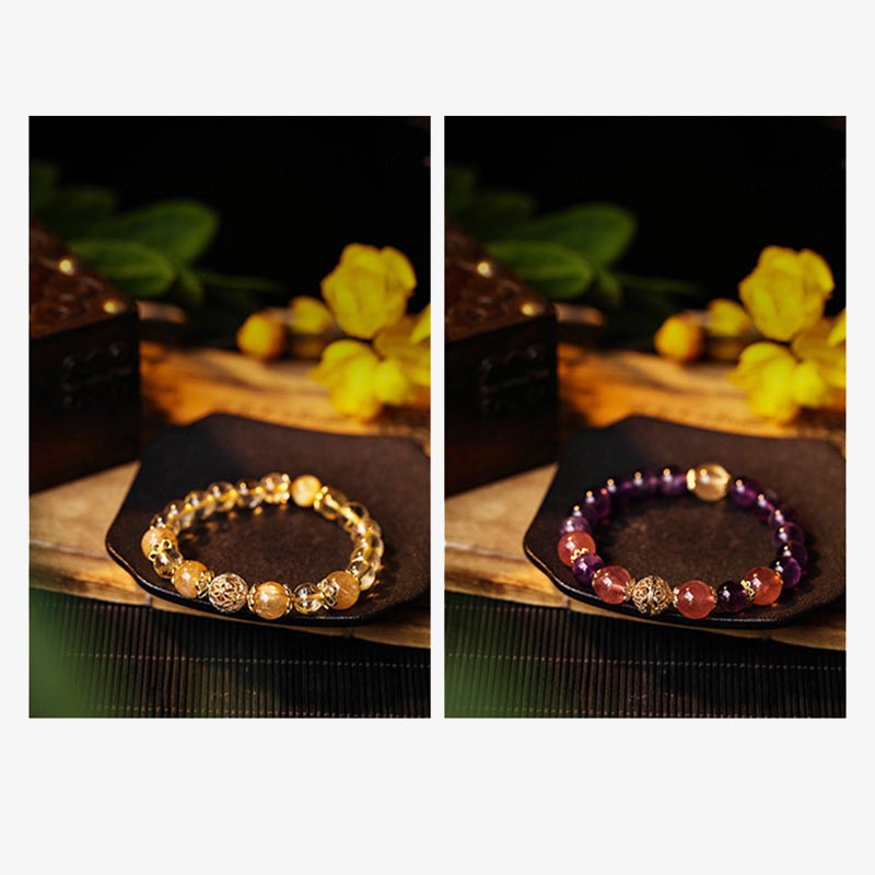KarmaRipple's Authentic Citrine Amethyst Rutilated Quartz Prosperity Protection Bracelet p11
