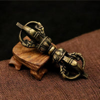 KarmaRipple's Handmade Nepal Five Prong Three Prong Vajra Dorje Strength Bronze Decoration