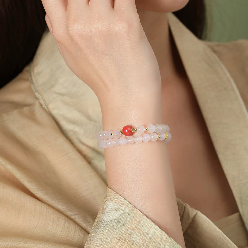 KarmaRipple's 925 Sterling Silver Authentic Ivory Agate Cinnabar Double Wrap Protection Bracelet p3