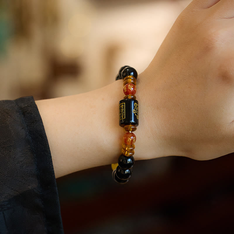 KarmaRipple's Five Elements Black Onyx Red Agate Wisdom Wealth Bracelet p7