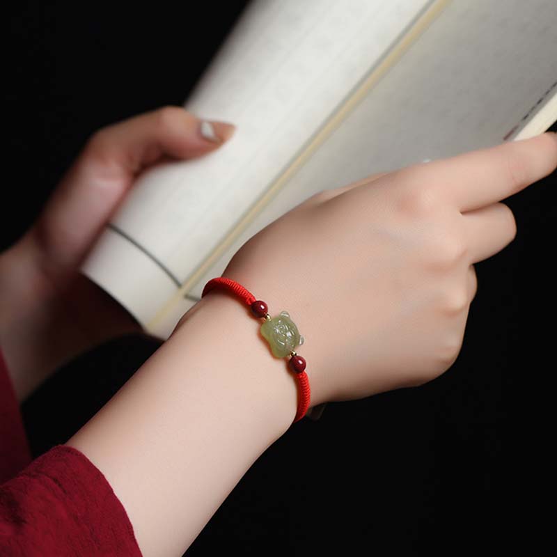 KarmaRipple's Jade Cinnabar Fortunate Tiger String Bracelet p5