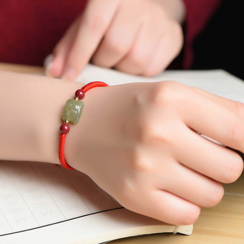 KarmaRipple's Jade Cinnabar Fortunate Tiger String Bracelet p4