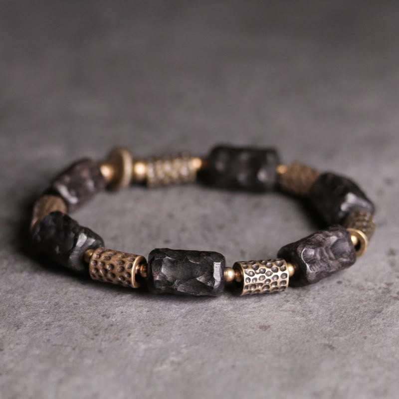 KarmaRipple's Tibetan Ebony Wood Bronze Calm Peace Bracelet p20
