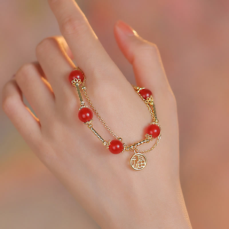 KarmaRipple's Red Agate Fu Character Talisman Self-acceptance Bracelet p10