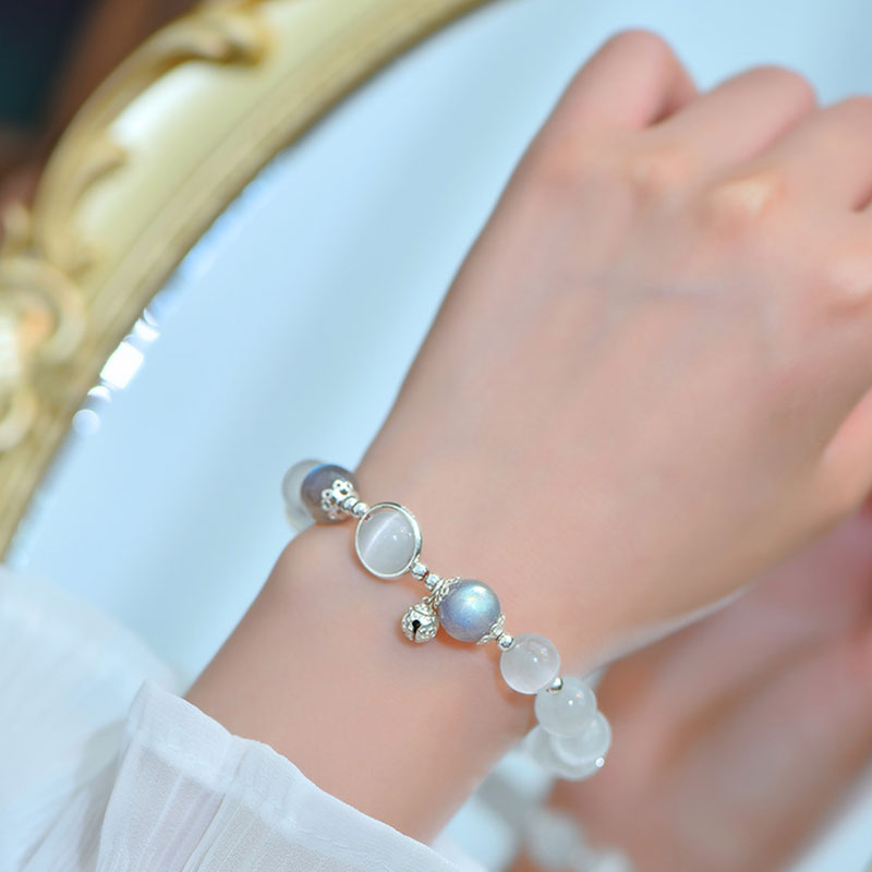KarmaRipple's 925 Sterling Silver Cat Eye Moonstone Love Support Bracelet p4