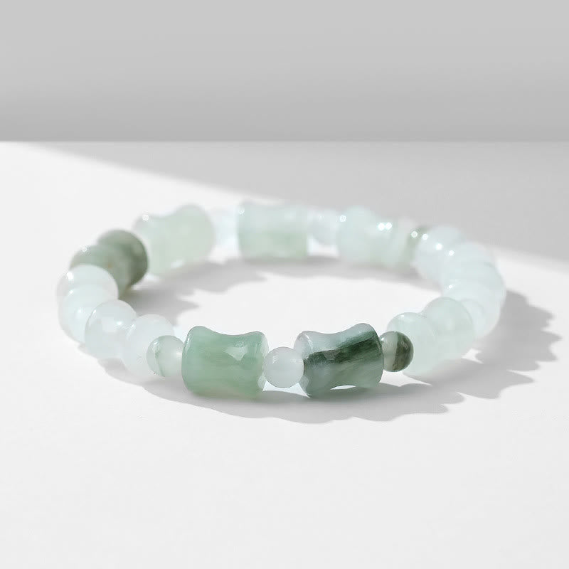 KarmaRipple's Jade Coconut Shell Bamboo Pattern Abundance Fortune Bracelet p5