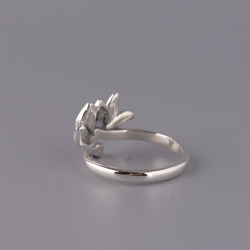 KarmaRipple's 925 Sterling Silver Lotus Flower New Beginning Adjustable Ring p4