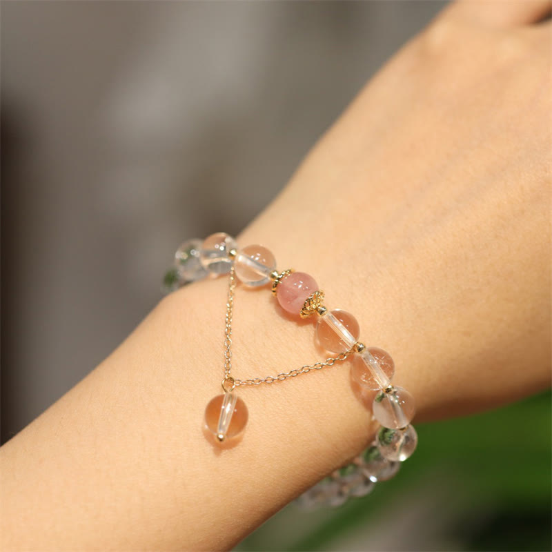KarmaRipple's Authentic Silver Sheen Obsidian Pink Gemstone Ivory Gemstone Protection Yin Yang Color Pair Bracelet p5