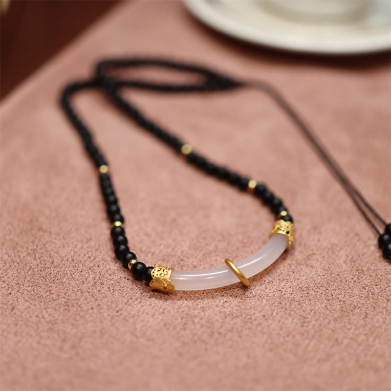 KarmaRipple's 925 Sterling Silver Black Onyx Chalcedony Protection Beaded Pendant Necklace p6