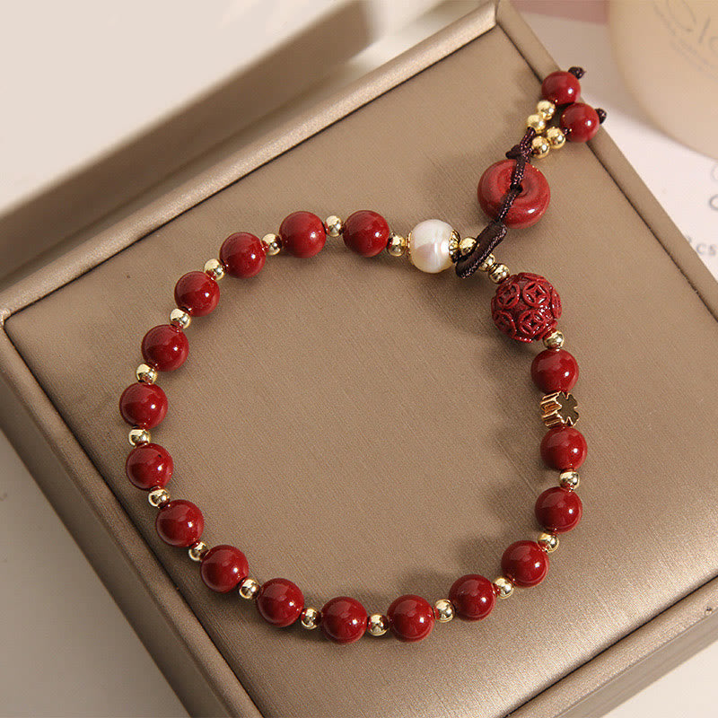 KarmaRipple's Authentic Cinnabar Peace Buckle Bronze Coin Talisman Blessing Bracelet p5
